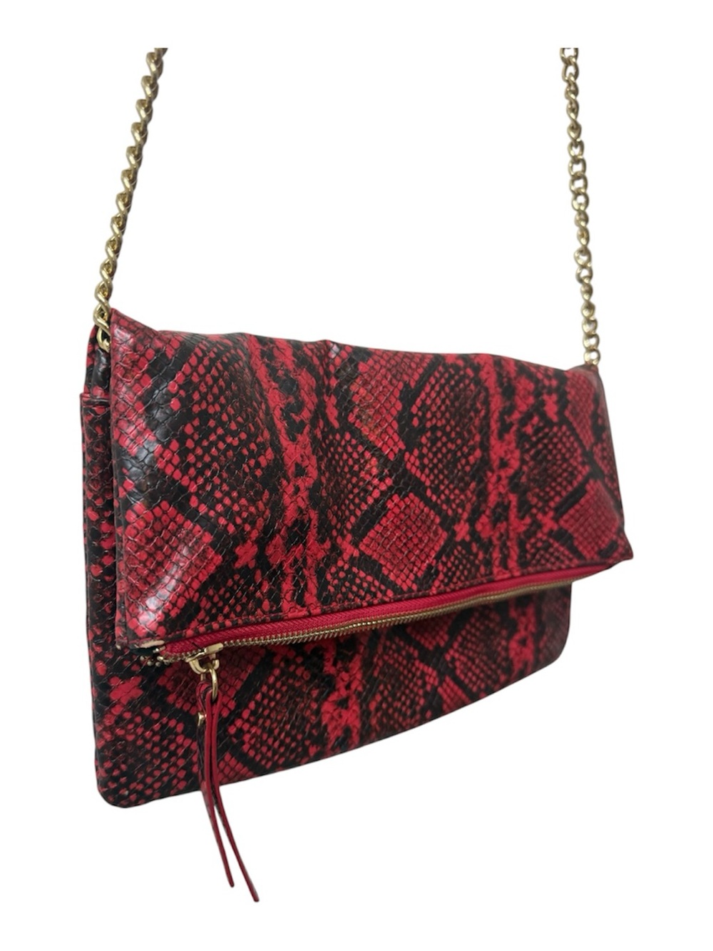 Lulus Instant Fave Red Snake Folded Clutch